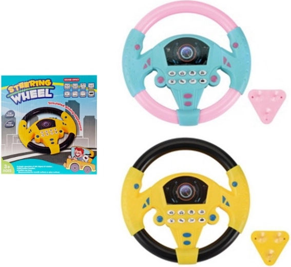 Kids’ steering wheel with functional buttons, battery-powered