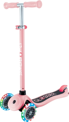 Globber Primo Lights V2 children's three-wheel scooter, pastel pink