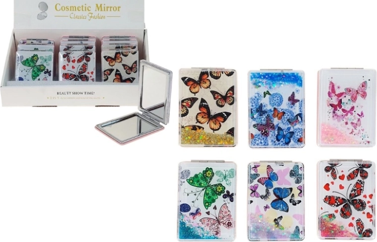 Compact pocket mirror with butterflies