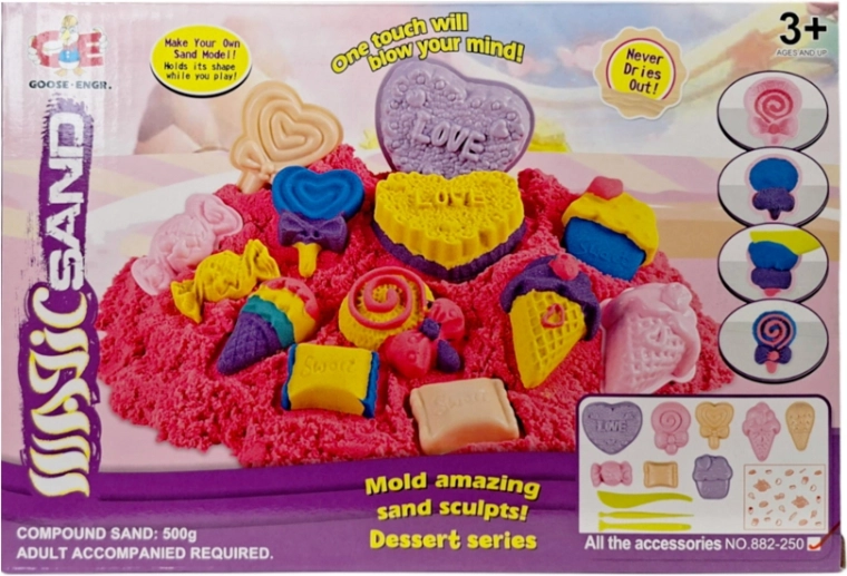 Kinetisch zand met set dessertvormpjes