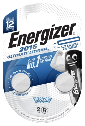 Energizer Ultimate Lithium CR2016 Knopfzellenbatterien 2 Stk.