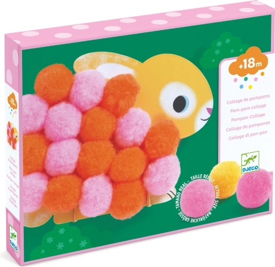 Djeco collages met pompons – diertjes voor de allerkleinsten