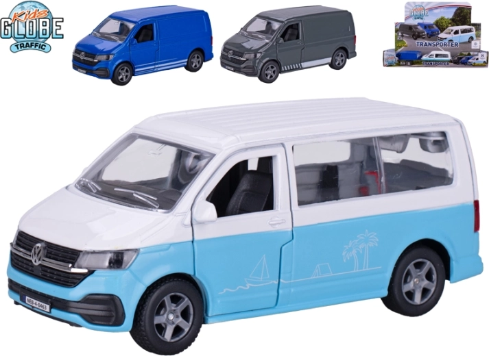 Kids Globe Traffic VW Transporter metalen model 13,5 cm met pull-back
