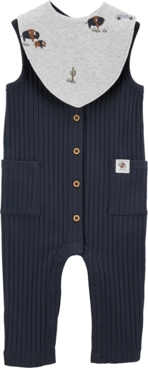 Carter's Set ärmelloser Overall und Lätzchen Navy Buffalo für Jungen