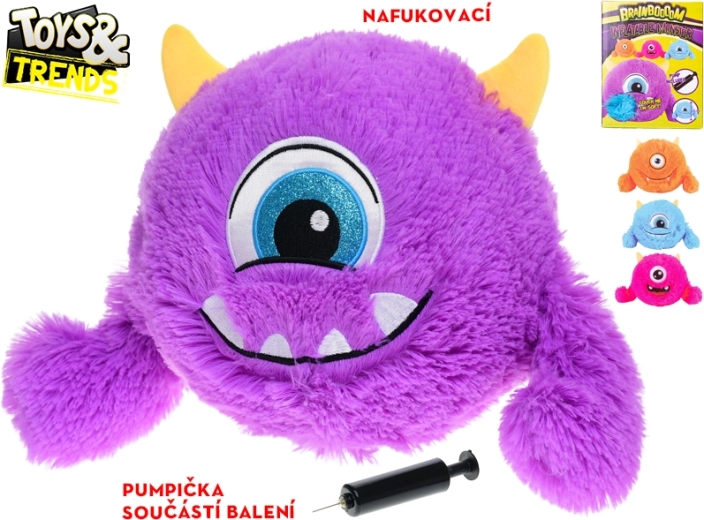 Opblaasbaar pluchen monstertje met pompje Toys & Trends Brainboooom 23 cm