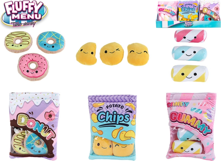 Fluffy Menu Plüschbeutel mit Snack 21 cm