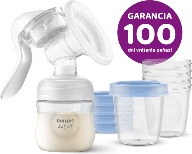 Handkolf voor moedermelk PHILIPS AVENT met VIA-bekers 180 ml (5 stuks)