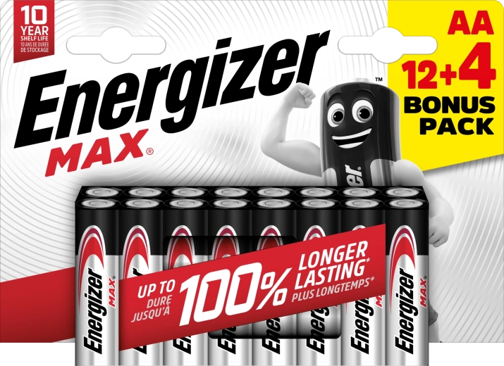 Piles alcalines Energizer Max AA, lot de 16
