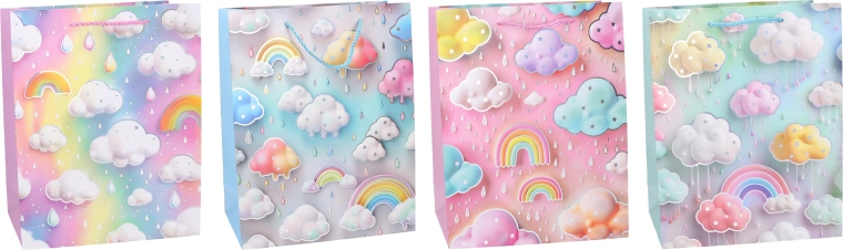 Gift Bag M Kids 26 × 32 × 10 cm – Pastel Rainbow