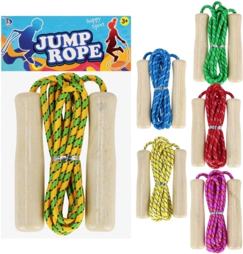 Corde à sauter avec poignées en bois pour enfants