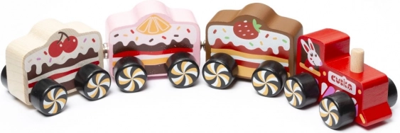 Petit train en bois avec aimants Cakes 4 pièces CUBIKA