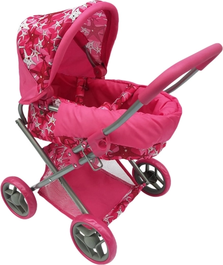 Deep doll pram – pink with stars