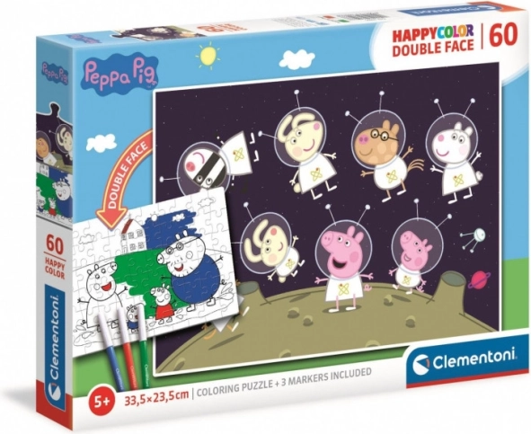 Double-sided Puzzle Peppa Pig in Space 60 Pieces