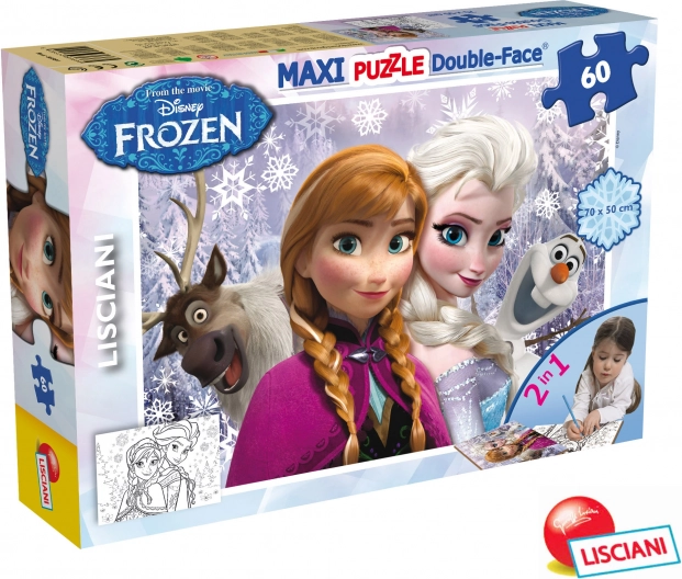 Puzzle Frozen Maxi 60 Elsa et Anna 70x50 cm 2-en-1