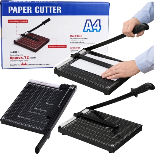 Kantoorguillotine voor papier A4, metaal, zwart