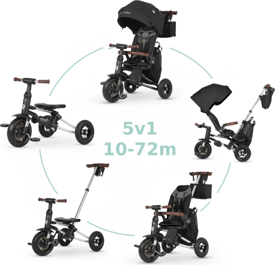 Qplay Nova Deluxe 5-in-1 Tricycle, Black