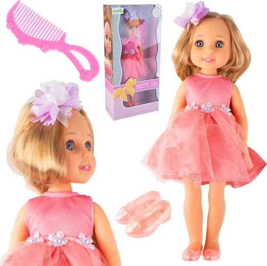 Pretty Girl Doll in Pink Dress 36 cm