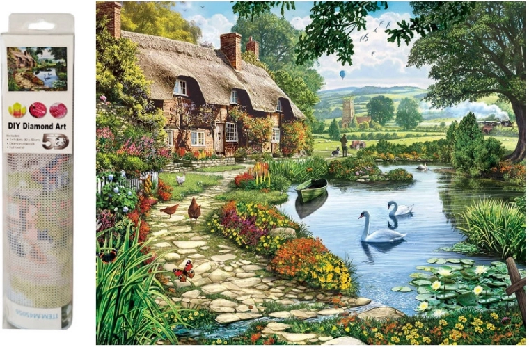 Diamantmozaïek – landelijk huisje