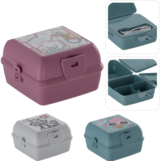 Lunch box 1300 ml – light blue with print