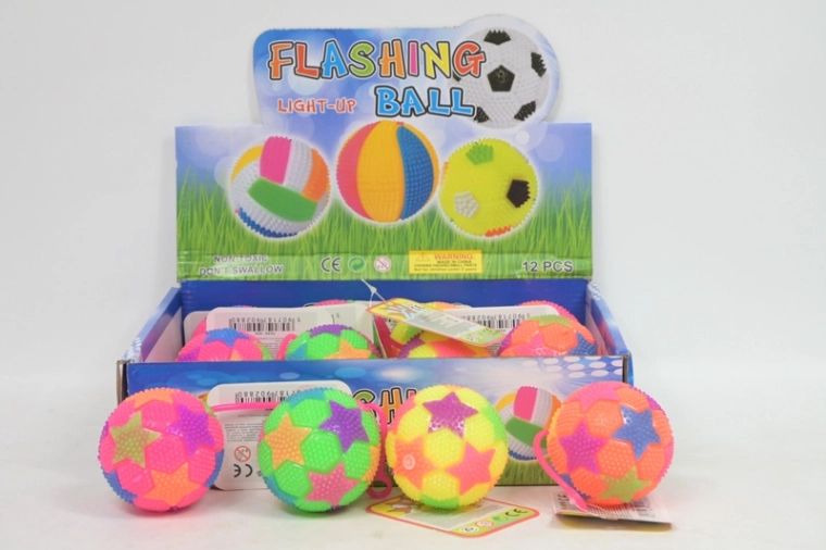 Flashing bouncy ball with light 6.5 cm (12 pcs in display)