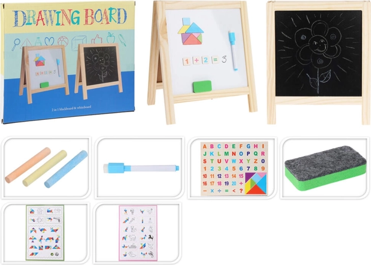 Dubbelzijdig magnetisch tekenbord 2-in-1 32 × 27 cm met accessoires