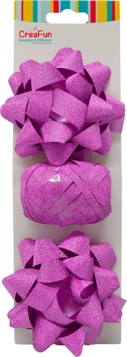 Sparkling pink gift wrapping set with ribbon and star bows