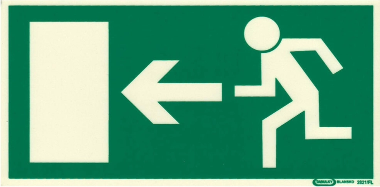 Safety Sign Left Exit 210 × 105 mm Photoluminescent Plastic
