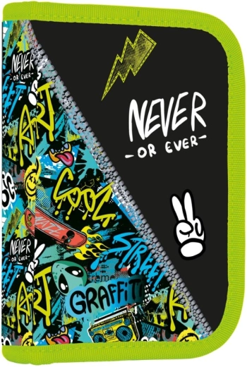 School pencil case with 2 flaps Funny Boy, empty