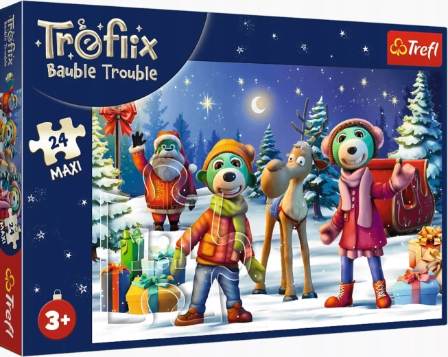 Puzzle Trefl – La famille Treflik : nous construisons un bonhomme de neige, 24 pièces