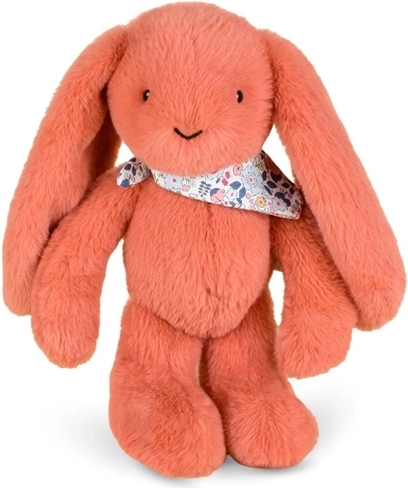 Doudou plush bunny with floral scarf, terracotta, 35 cm