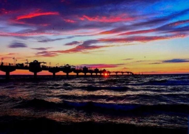 Diamant schilderen – zonsondergang op de pier 30 × 40 cm