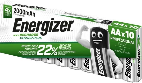 Wiederaufladbare AA-Batterien 2000 mAh Energizer Power Plus, 10 Stk.