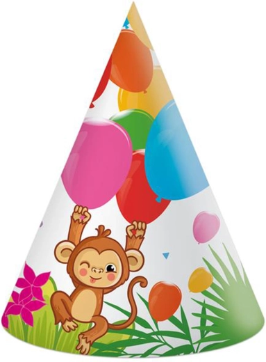 Chapeaux de fête en papier jungle, 6 pcs