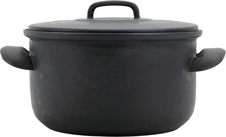Marmite émaillée avec couvercle 24 cm, 5 l – noir mat avec émail bleu