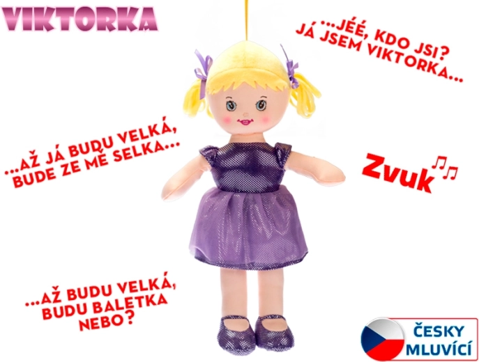 Viktorka Rag Doll, Talking, 32 cm, Purple