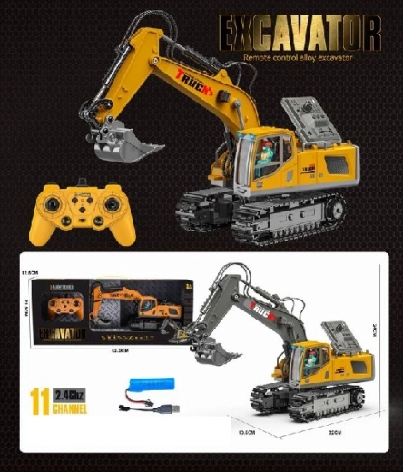 Pelle à chenilles télécommandée en métal et ABS, 11 canaux