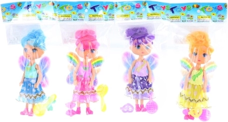 Fee-pop met regenboogvleugels en accessoires