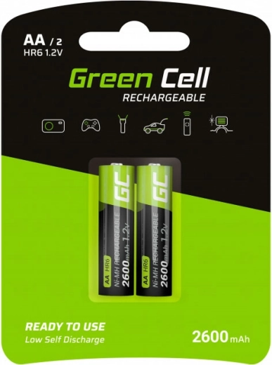 Wiederaufladbare AA HR6 2600 mAh Batterien – Green Cell (2 Stk.)