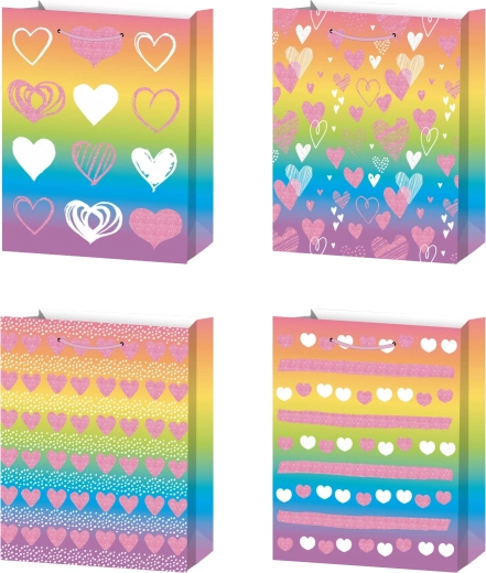 Gift Bag L rainbow with hearts