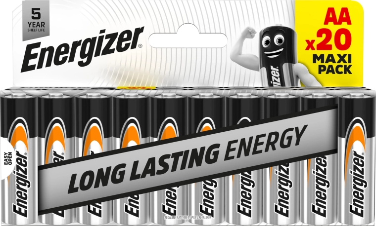 Energizer Everyday AA Alkalibatterien 1,5 V – Packung mit 20 Stück