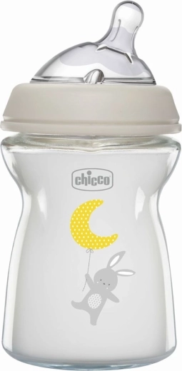 Chicco baby bottle Natural Feeling glass 250 ml anti-colic, neutral, 0m+