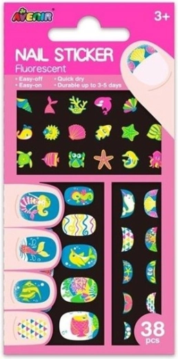 Fluo nagelstickers onderwater