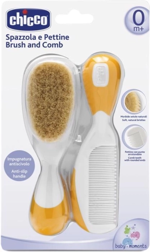 Chicco peigne et brosse pour bébé – ensemble orange