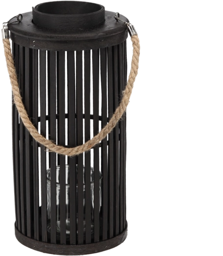 Lanterne en bois 40 × 20 cm, noire