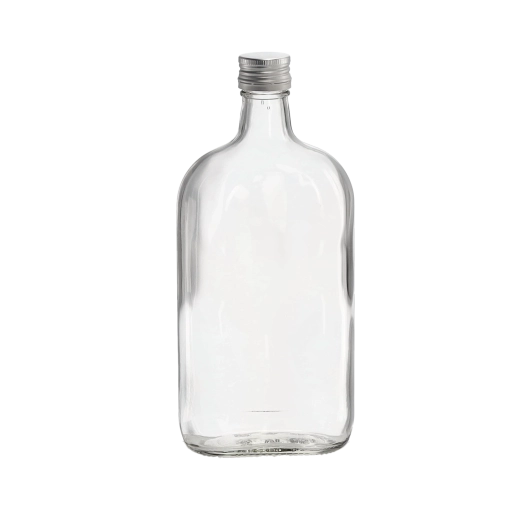 Bouteille plate en verre 500 ml avec bouchon à vis en aluminium