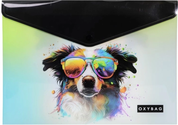 Oxybag map met drukknoop A4 Crazy Animals – hond