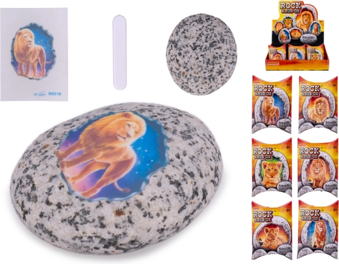 Steentje met sticker – safari leeuw, creatieve set voor kinderen