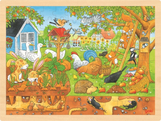 Goki puzzle en bois Recoins de notre jardin 96 pièces