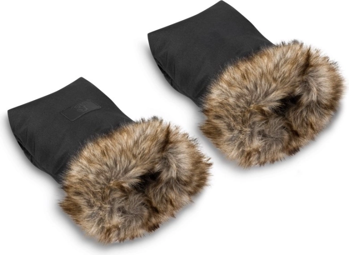 Manchon universel pour poussette avec fourrure synthétique noir LIONELO
