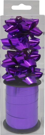Ensemble de nœuds et ruban cadeau, violet, 4 pcs + ruban 10 m